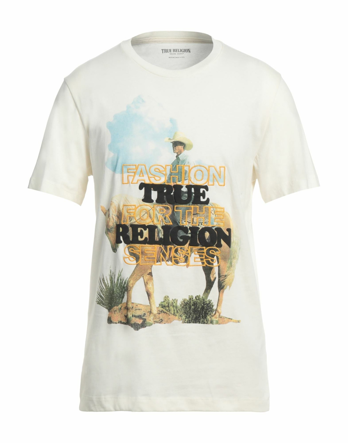 True Religion Mens T-shirt Cream