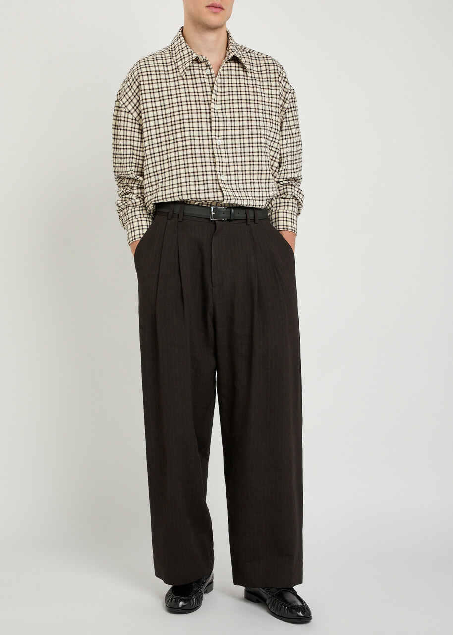 Studio Nicholson Pleated Wide-leg Trousers Brown