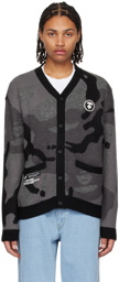 AAPE by A Bathing Ape Gray & Black Buttoned Cardigan