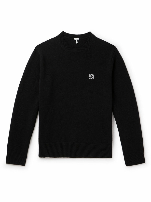 Photo: LOEWE - Anagram Logo-Embroidered Wool Sweater - Black