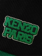 KENZO - Logo-Appliquéd Colour-Block Ribbed-Knit Scarf
