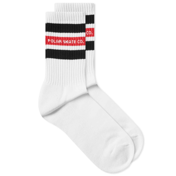 Photo: Polar Skate Co. Men's Fat Stripe Sock in White/Black/Red
