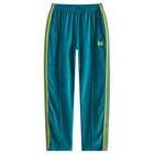 Needles Men's Velour Narrow Track Pant in Turquoise