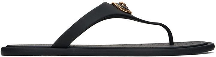 Photo: Versace Black Alia Flat Rubber Sandals