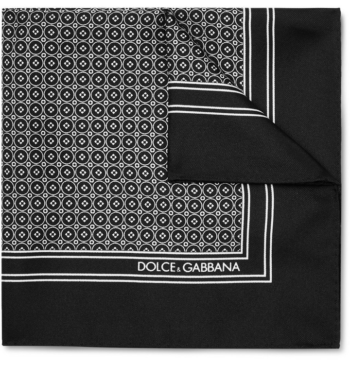 Photo: Dolce & Gabbana - Printed Silk-Twill Pocket Square - Black