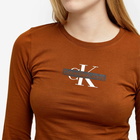 Calvin Klein Women's Long Sleeve Seasonal Mono Logo T-Shirt in Fudge Brown