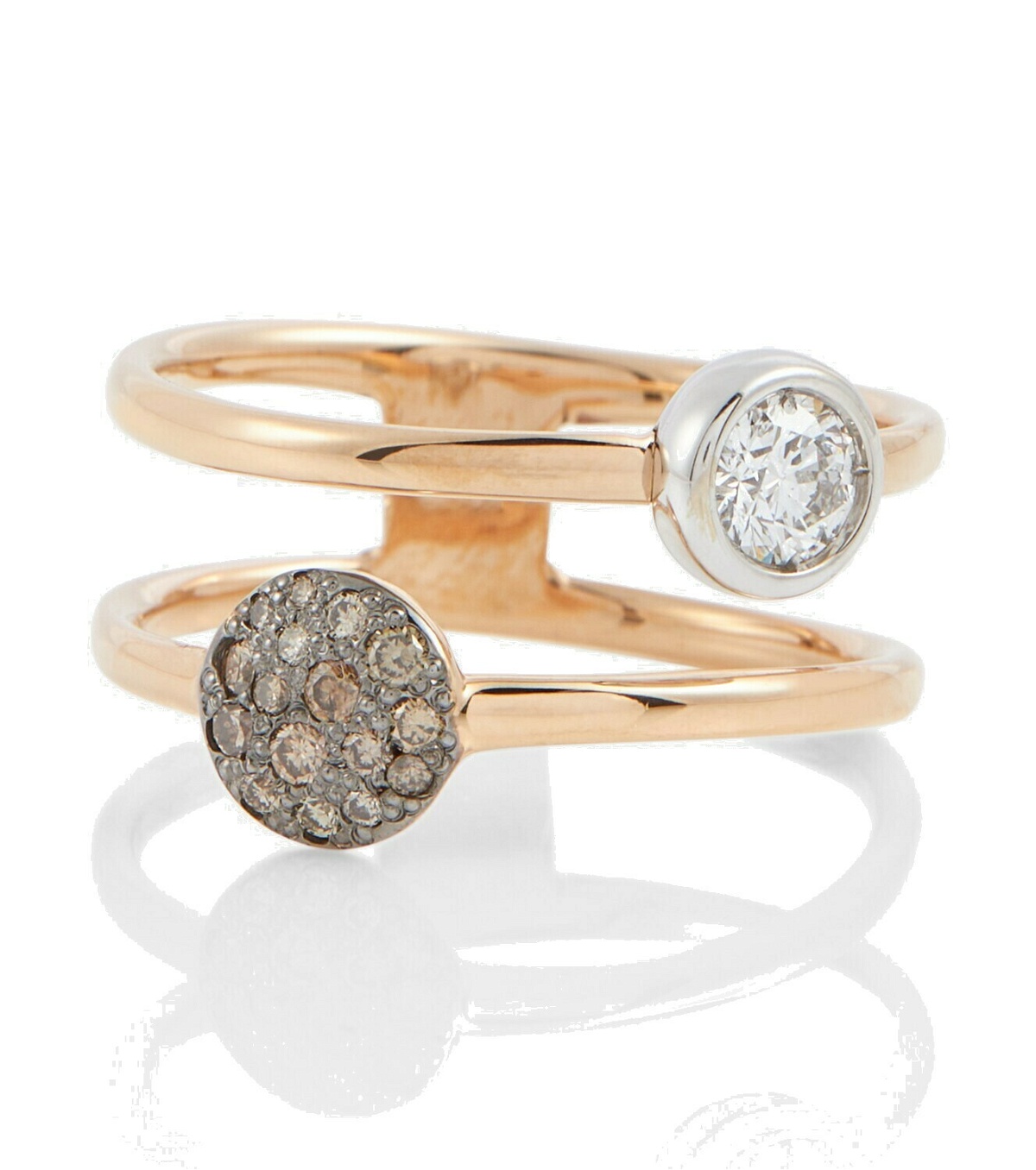 Photo: Pomellato Sabbia 18kt gold double-ring with diamonds