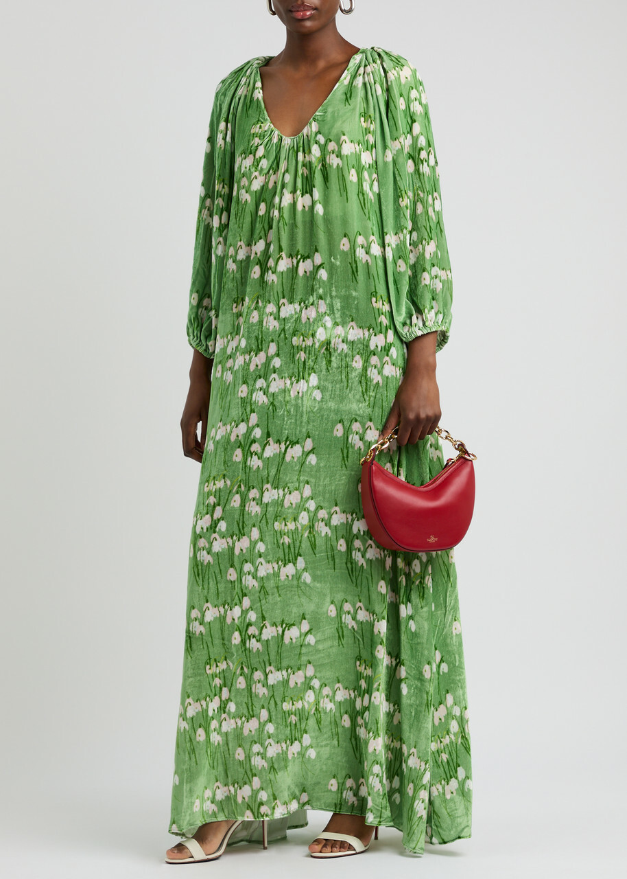Bernadette Georgio Floral-print Velvet Maxi Dress Multi Print Bernadette