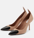 Alaïa Heart suede and patent leather pumps