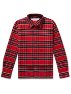 Off-White - Logo-Embroidered Checked Cotton-Blend Flannel Shirt - Red