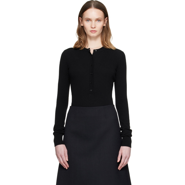 Photo: Stella McCartney Black Crewneck Ribbed Long-Sleeve Bodysuit