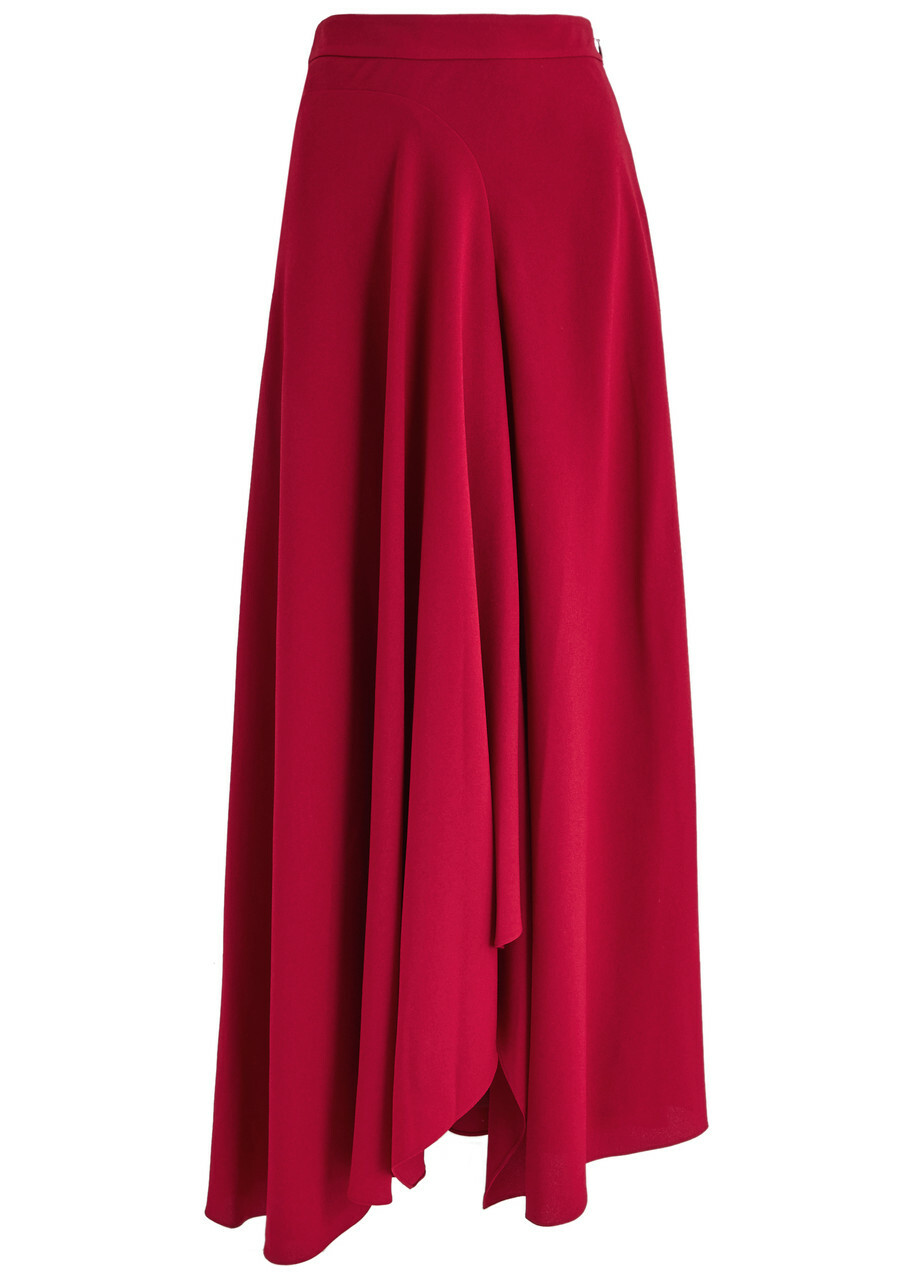 Roksanda Asha Draped Crepe Maxi Skirt Red