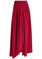 Roksanda Asha Draped Crepe Maxi Skirt Red