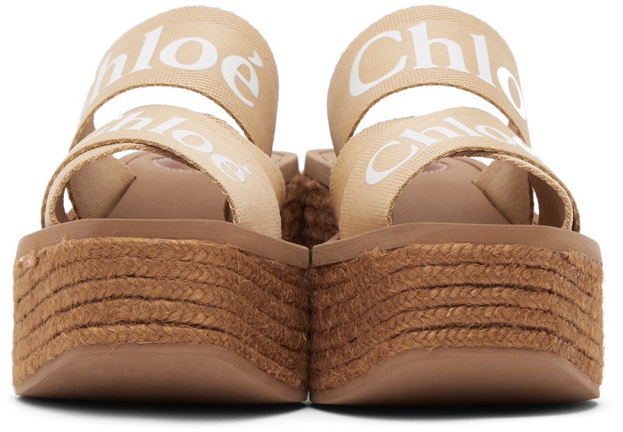 【関税&送料込】Chloe Sandals Beige Chloé Beige Woody Wedge Heeled Sandals Chloe