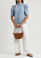 Frame Gillian Puff-sleeve Denim Blouse Blue