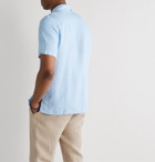 Altea - Camp-Collar Embroidered Linen Shirt - Blue