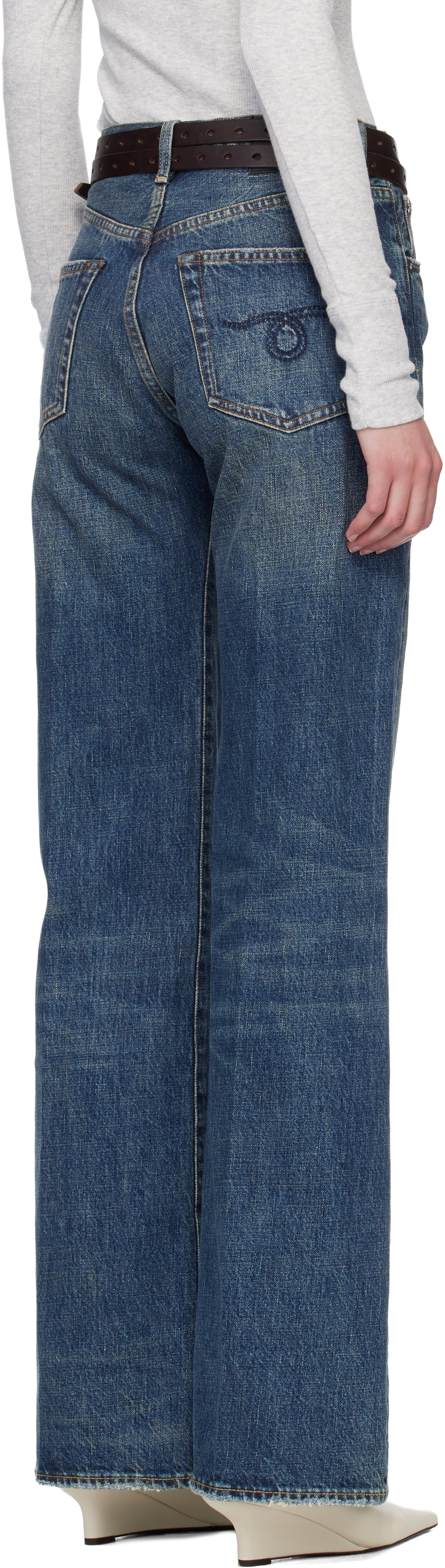R13 Blue Flared High-Rise Jeans