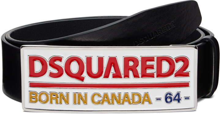 Photo: Dsquared2 Black Logo Plaque Belt