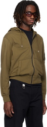 C.P. Company Khaki Light Fleece Zip Lens Hoodie