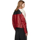 Diesel Red Colour-Block Perforated Leather Biker Jacket