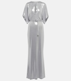 Norma Kamali Belted lamé gown