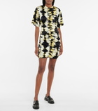 Ganni - Tie-dye ruched stretch-silk minidress