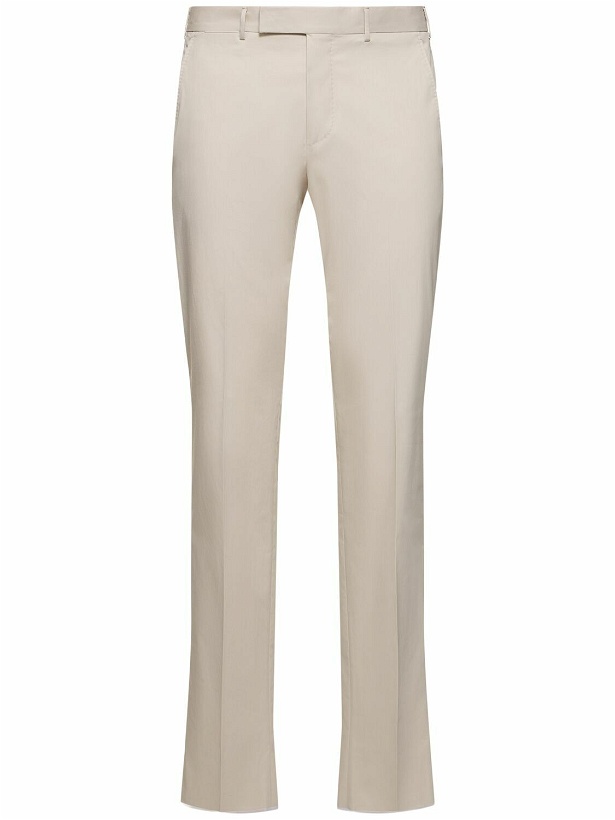 Photo: ZEGNA Cotton Flat Front Slim Pants