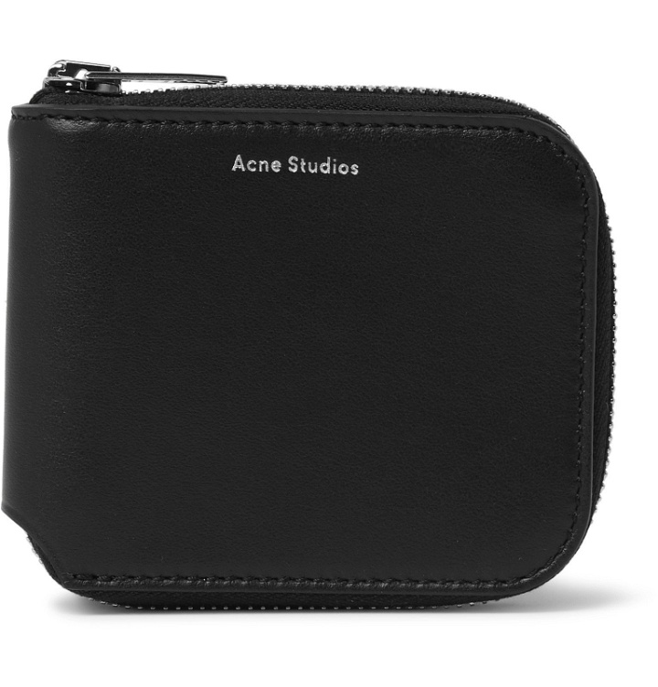 Photo: Acne Studios - Kei S Logo-Print Leather Zip-Around Wallet - Black
