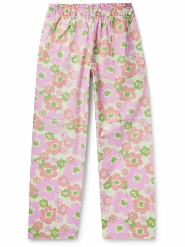 Photo: Acne Studios - Straight-Leg Floral-Print Herringbone Cotton Trousers - Pink