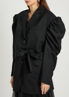 Simone Rocha Puff Sleeve Belted Gabardine Jacket Black