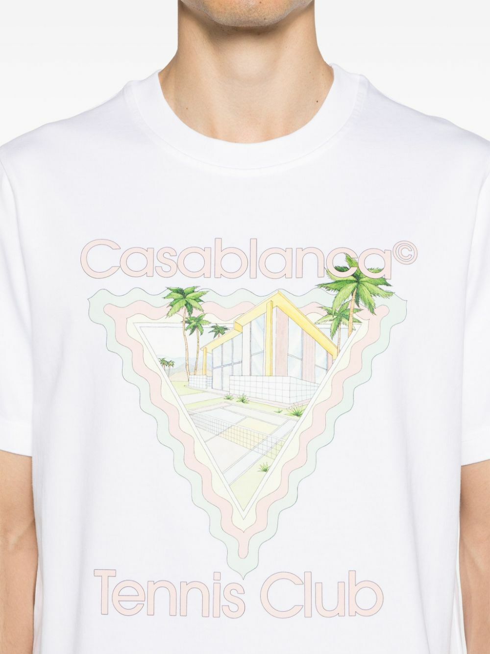 Casablanca White Tennis Club Print Organic Cotton T-Shirt