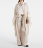 Brunello Cucinelli Fringed linen-blend cape