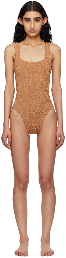 Photo: Hunza G Brown Square Neck Swimsuit