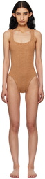 Hunza G Brown Square Neck Swimsuit