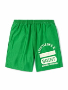 SAINT Mxxxxxx - Straight-Leg Logo-Print Cotton-Twill Shorts - Green