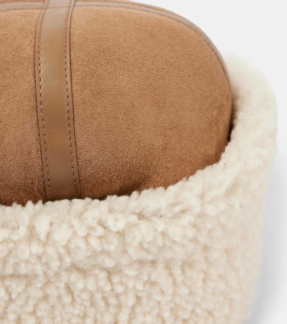 Toteme Leather-trimmed shearling and suede hat