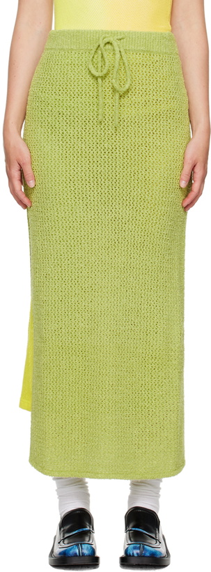 Photo: The Elder Statesman Green Selerino Net Midi Skirt