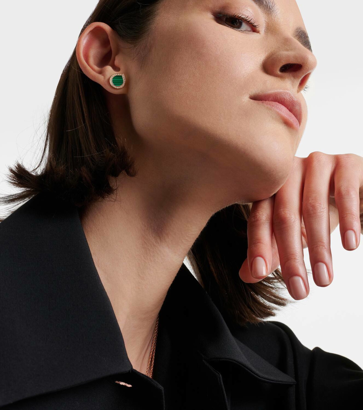 Repossi 18kt rose gold single earring with malachite and diamonds