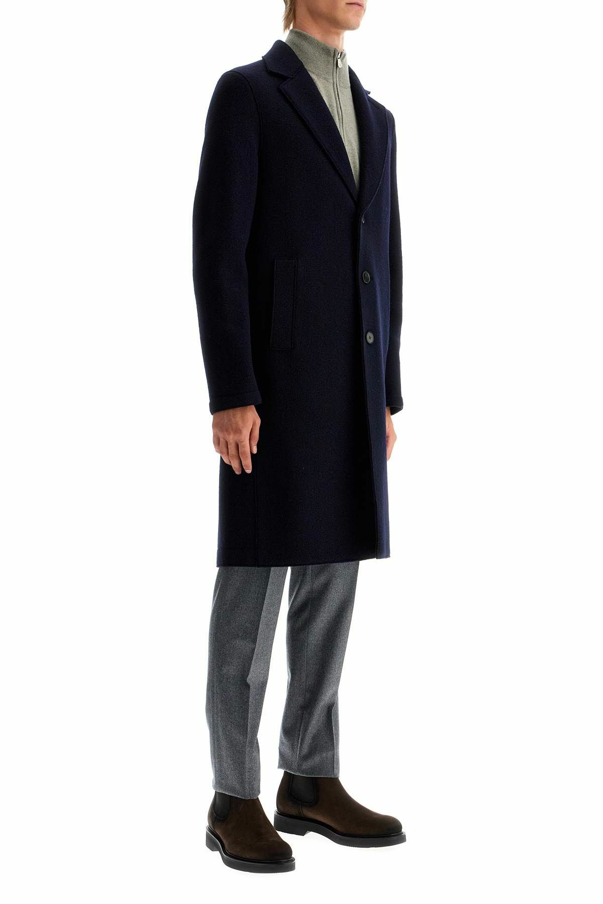 HARRIS WHARF LONDON single-breasted wool coat in boiled Blue