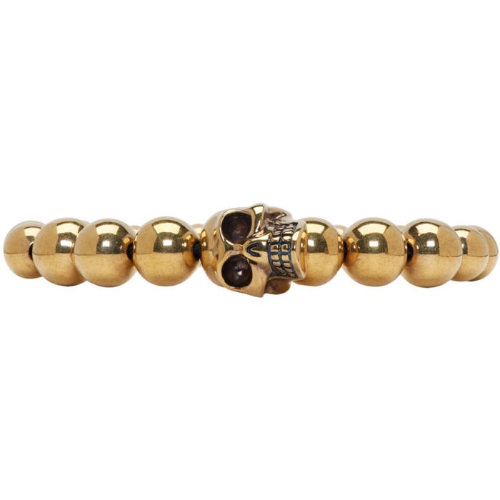 Photo: Alexander McQueen Gold Skull Multibeaded Bracelet