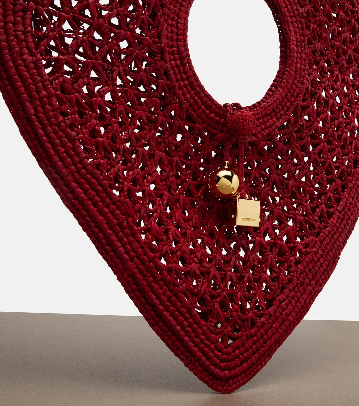 Jacquemus Spiaggia Cœur Small raffia top-handle bag