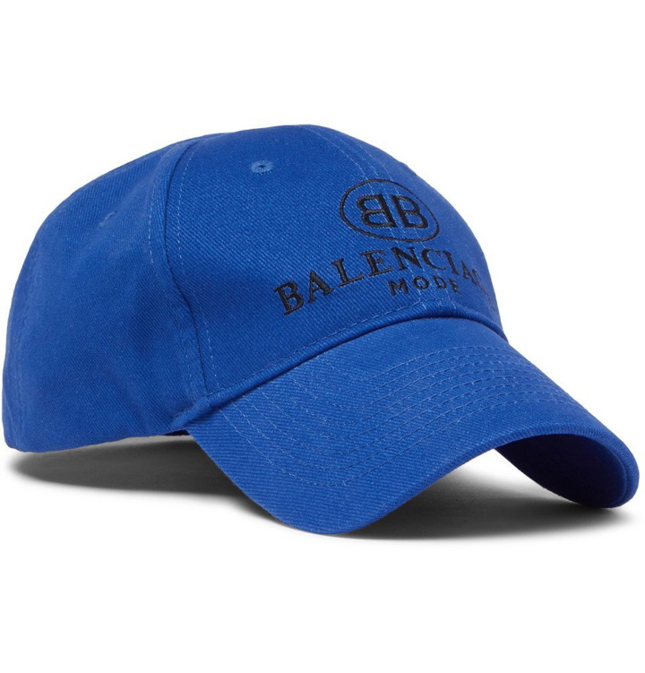 Photo: Balenciaga - Logo-Embroidered Cotton Baseball Cap - Men - Blue