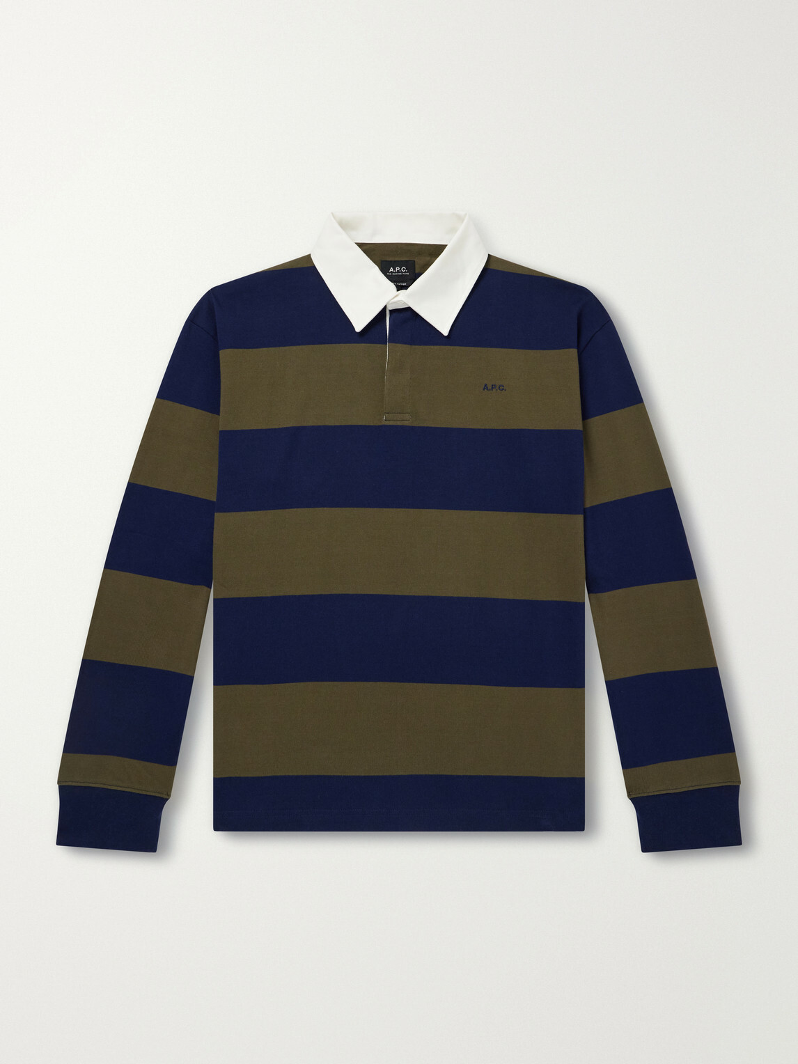 A.P.C. - Isaac Logo-Embroidered Striped Cotton Polo Shirt - Blue