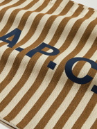 A.P.C. - Diane Logo-Print Striped Cotton-Blend Canvas Tote Bag