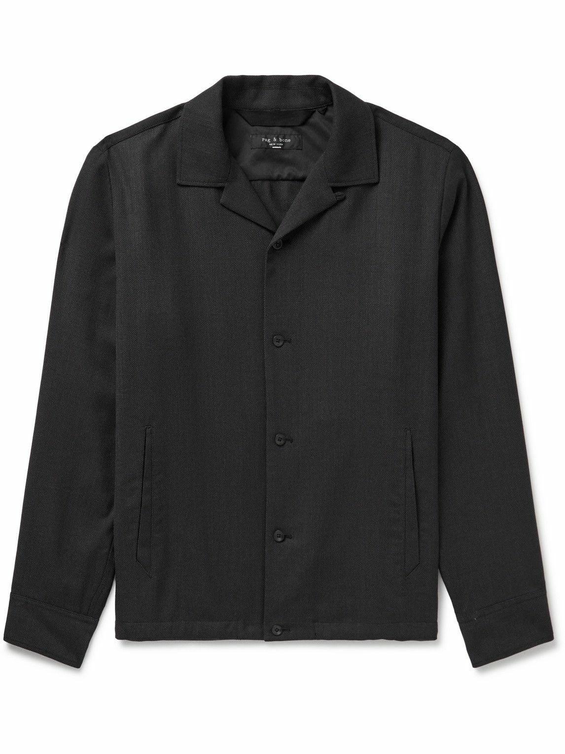 Photo: Rag & Bone - Finlay Convertible-Collar Wool-Blend Piqué Shirt Jacket - Black