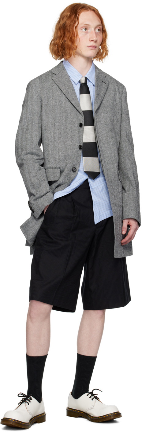 Comme des Garçons Homme Deux Black & White Three-Button Coat