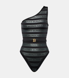 Balmain Logo one-shoulder swimsuit