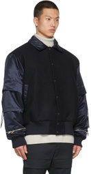 JERIH Navy Padded Varsity Jacket