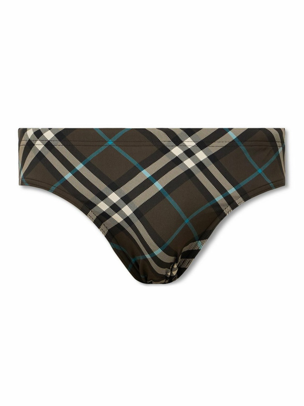 Photo: Burberry - Checked Swim Briefs - Brown