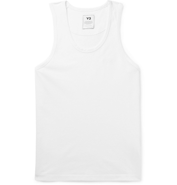 Photo: Y-3 - Logo-Print Cotton-Piqué Tank Top - White